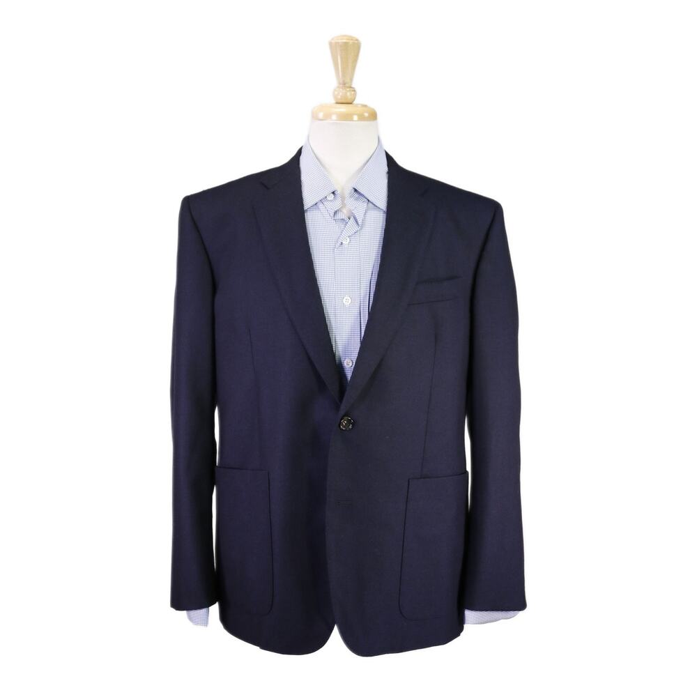 Simon Spurr Navy Blue Patch Pocket Wool Fleece Blazer Jacket 44R